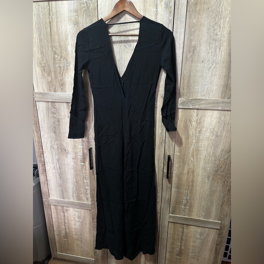 Reformation Midi Black Dress XS Crepe Whimsy Formal Holiday Festival Goth LBD - Picture 5 of 8